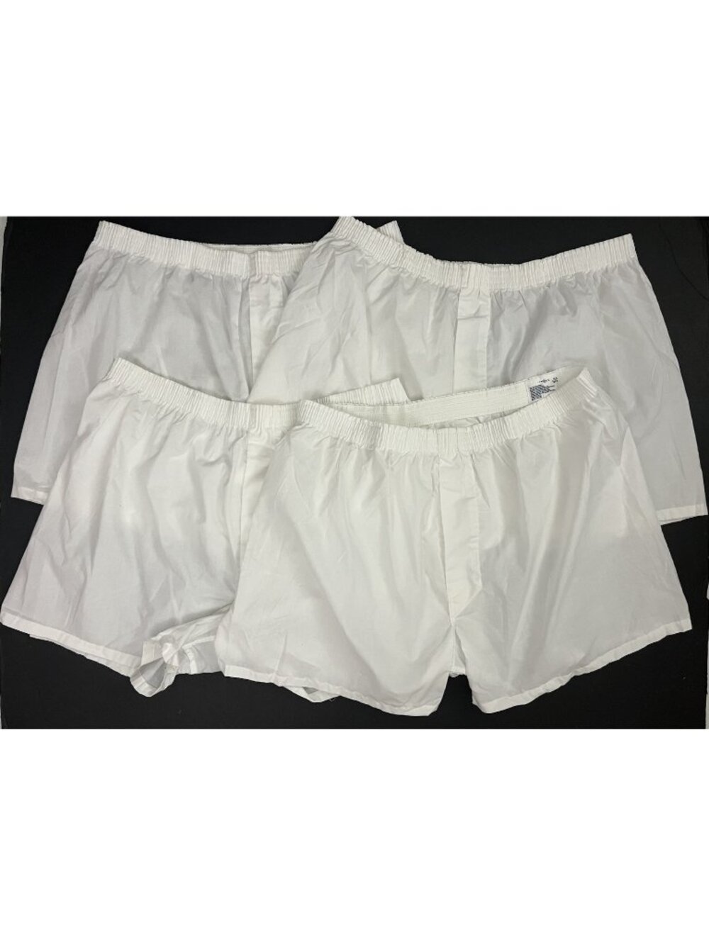 Towncraft Men's 42 White Cotton Blend Boxers Underwear Fly Front 4pr NWOT
